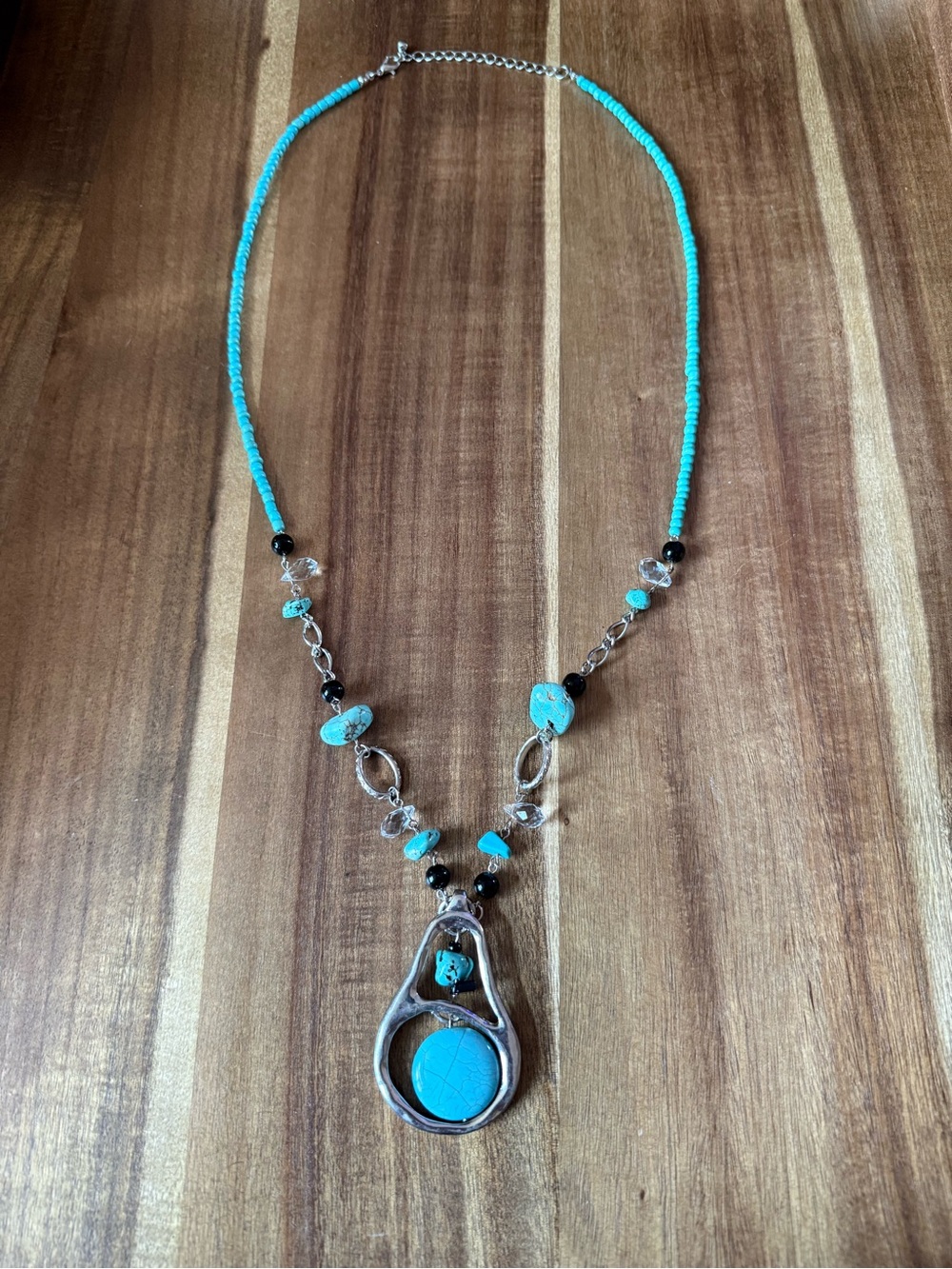 Turquoise Beaded Pendant Necklace - Women's Silver Accent Jewelry